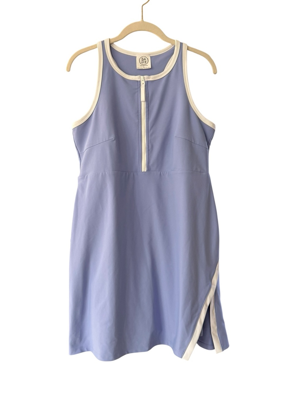 SAGE Collective Lavender Blue Athletic Tennis Golf Racer Back Dress Zip Up XL
